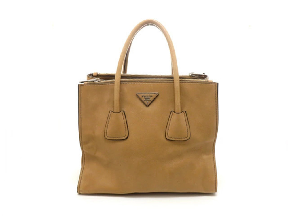 Prada Bag Shoulder Brown Calfskin